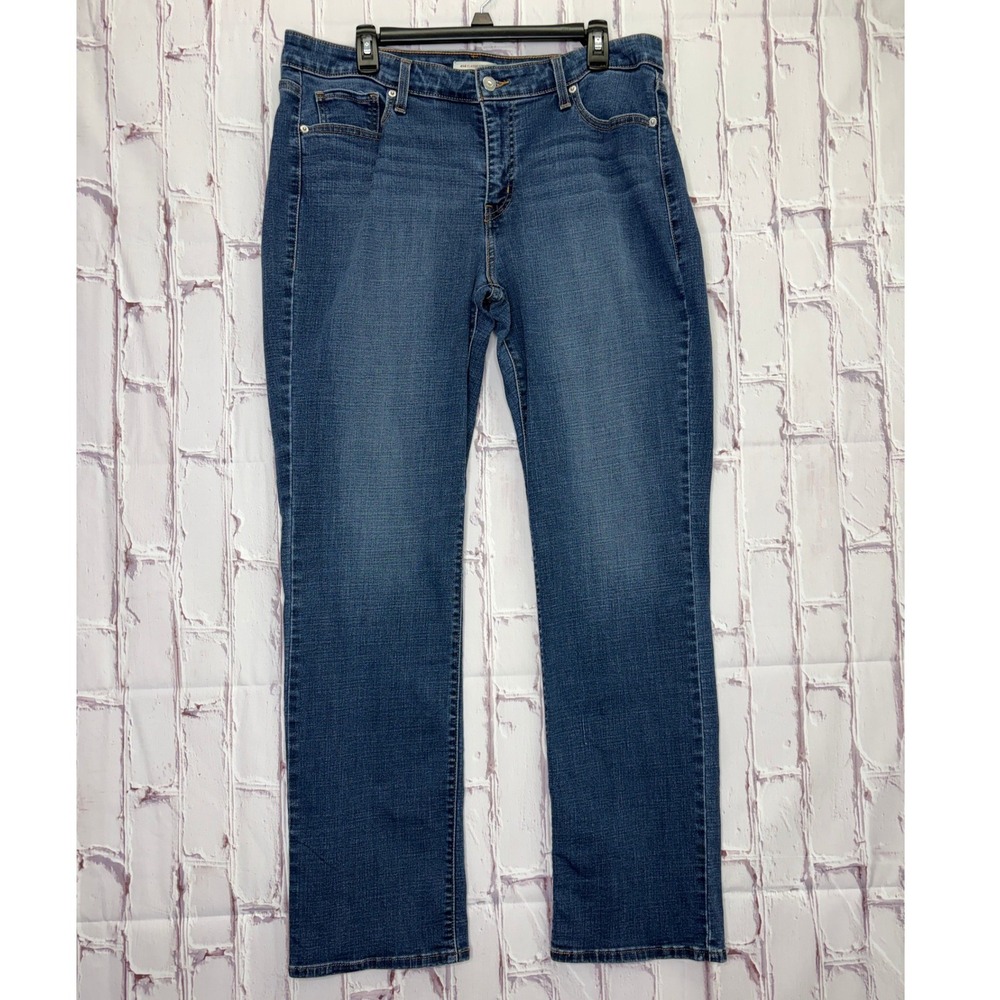 Levi's 414 Classic Straight Jeans Blue Denim Dark Wash Stretch Casual Women 16W